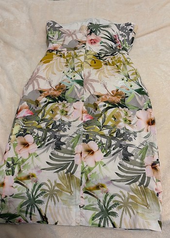 Hurda Çiçek Desenli Straplez elbise - Görsel 4