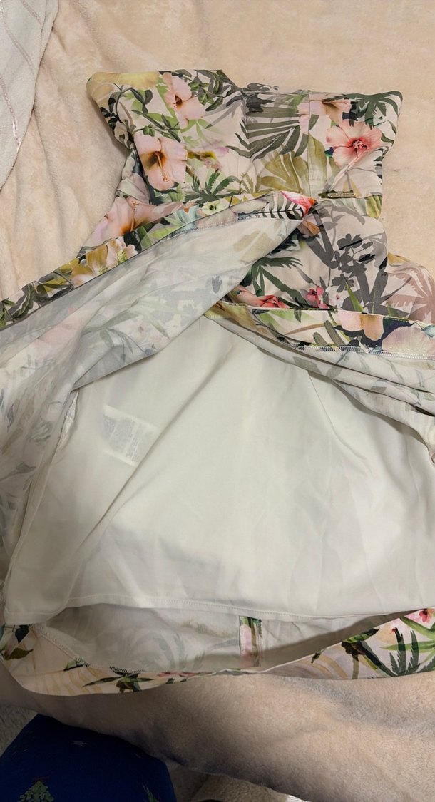 Hurda Çiçek Desenli Straplez elbise - Görsel 5