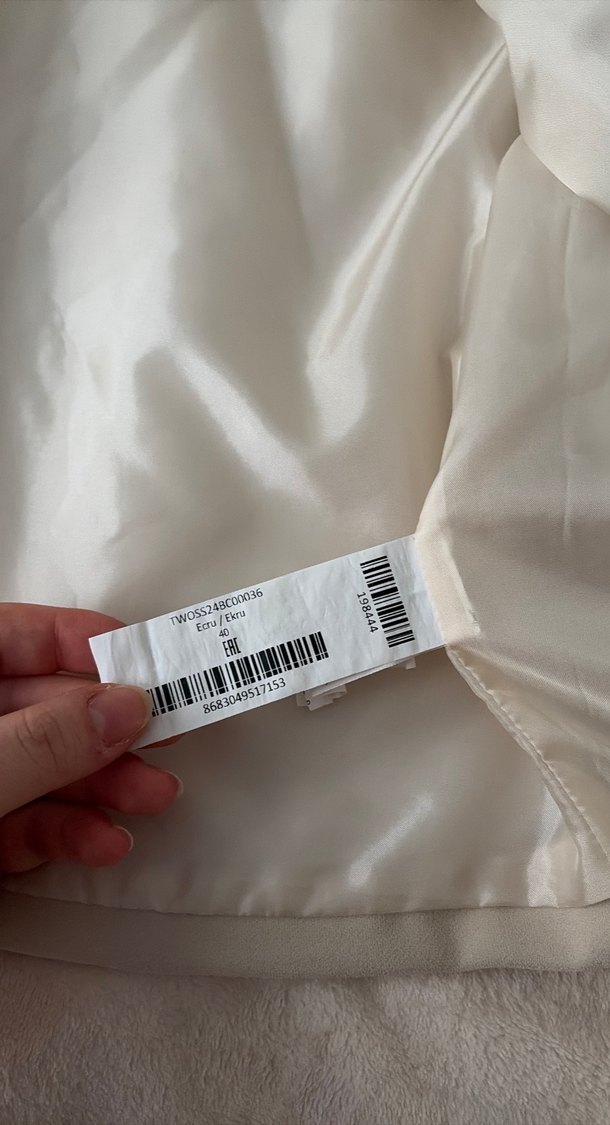 Bej Keten Mini Kadın Blazer Ceket - Görsel 3