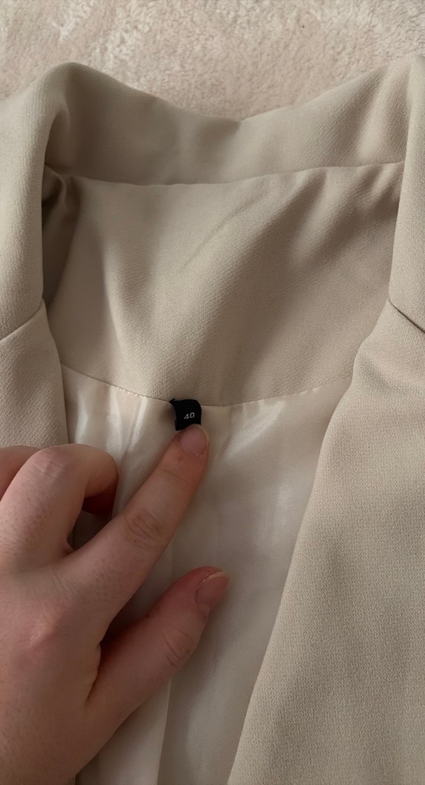 Bej Keten Mini Kadın Blazer Ceket - Görsel 5