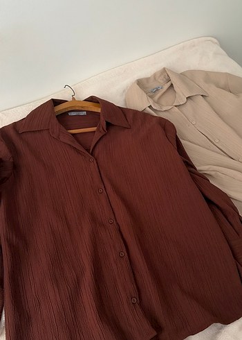 Düğmeli, Uzun Kollu Kadın Gömlek ikili - Görsel 6