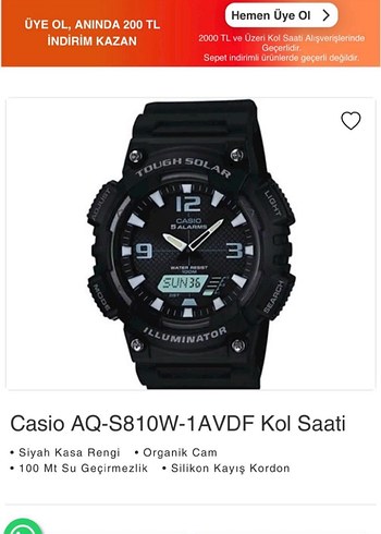 Casio AQ-S810W-1AVDF Siyah Erkek Kol Saati