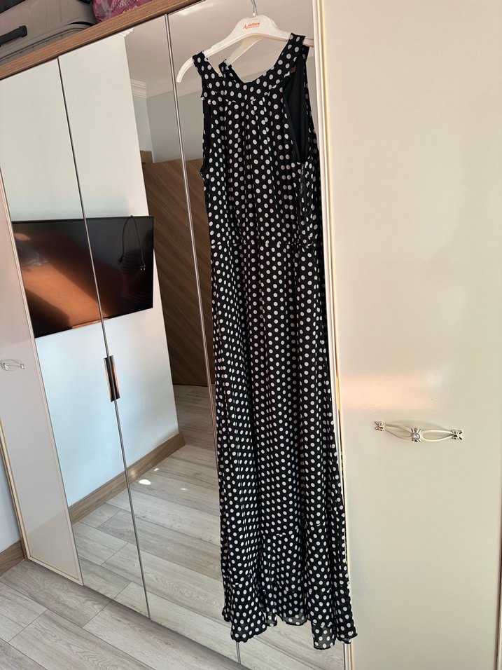 Sıfır kollu Puantiyeli Hamile veya normal giymelik elbise - Görsel 2