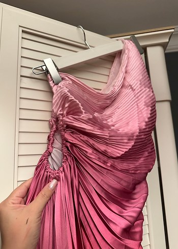 Mango Pembe Drapeli Uzun Kadın Abiye