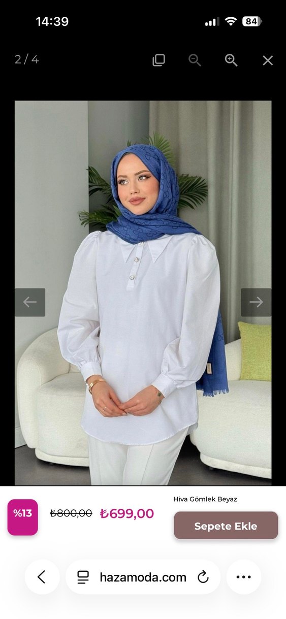 Beyaz Pamuklu Uzun Kollu Tunik gömlek - Görsel 2