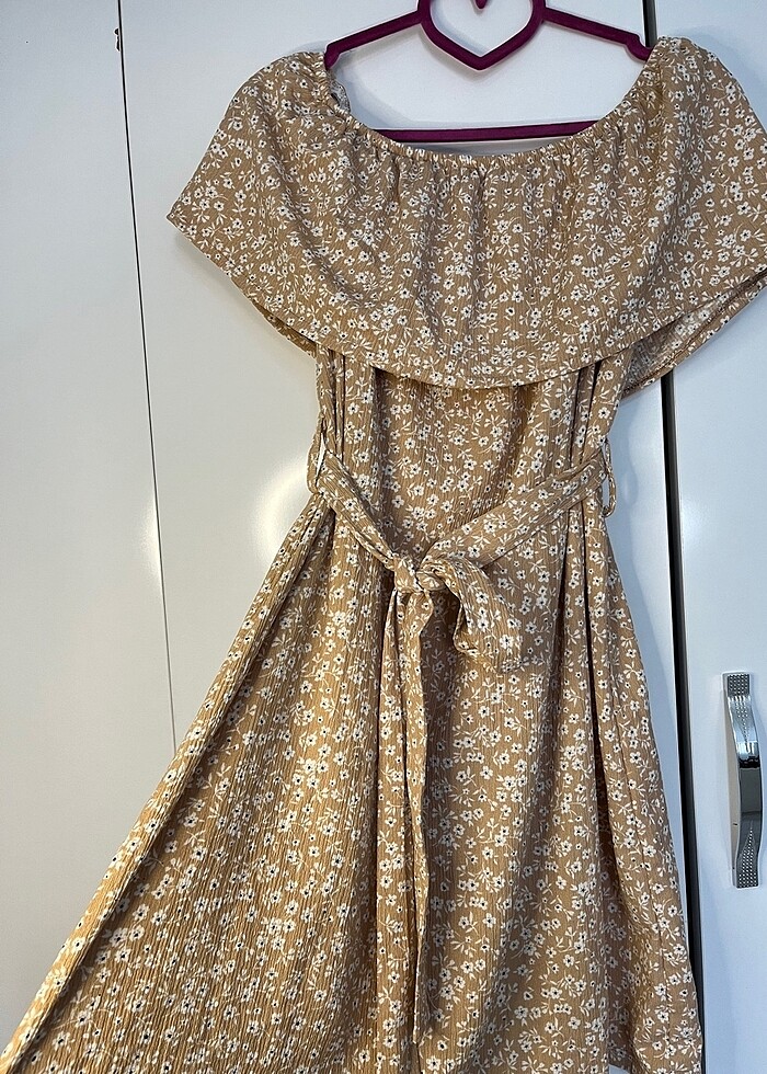 Yazlık elbise omuzlu lastikli - Görsel 2