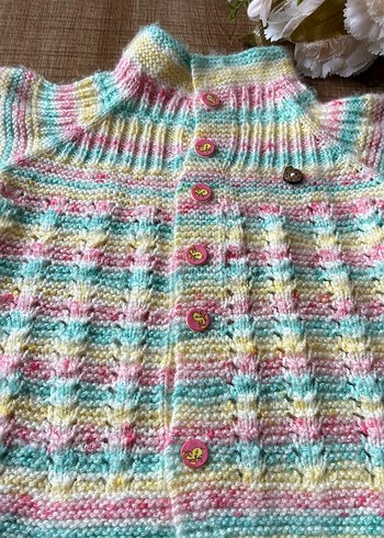 kısa kollu önden düğmeli  kız yelek - Görsel 4