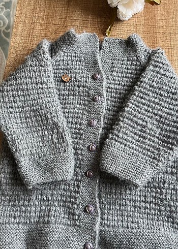 Gri Erkek Çocuk Düğmeli Örgü Hırka - Görsel 2
