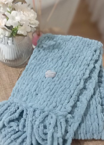 kalpli Turkuaz puff yetişkinler için bayan atkısı - Görsel 3