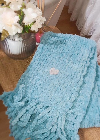 kalpli Turkuaz puff yetişkinler için bayan atkısı - Görsel 2