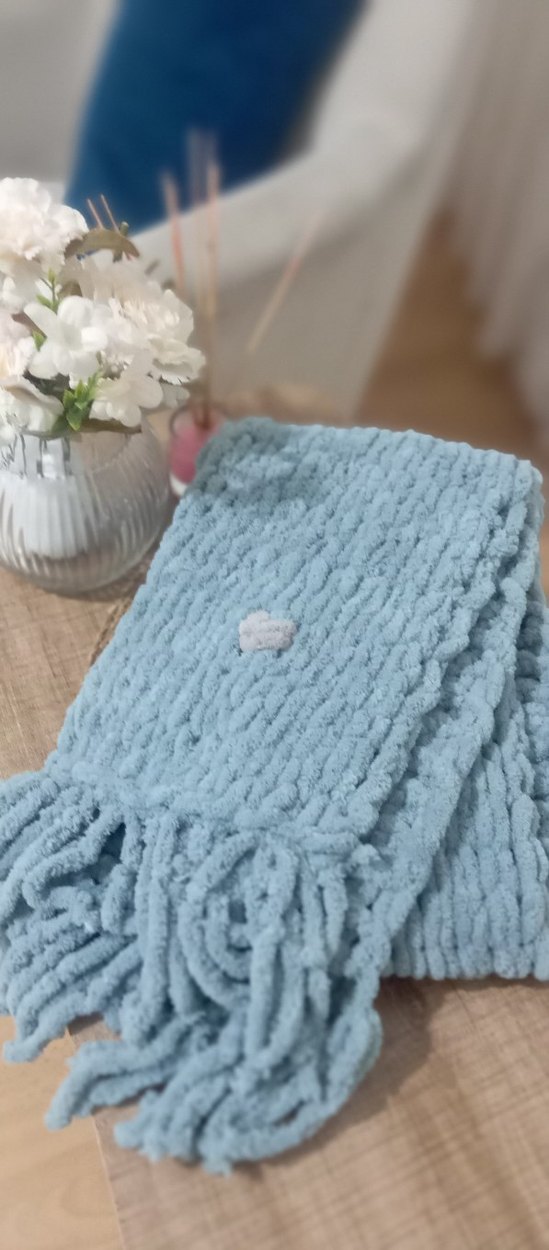 kalpli Turkuaz puff yetişkinler için bayan atkısı - Görsel 3