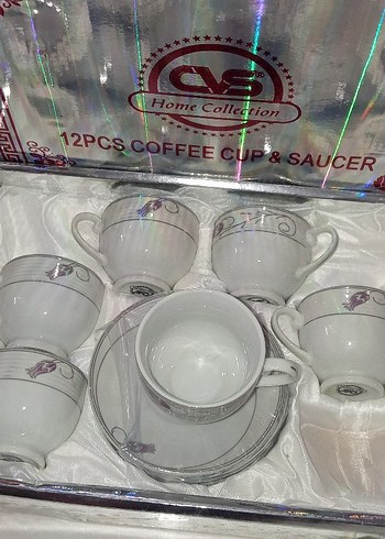 12 parça Parça Beyaz Kahve Fincanı ve Tabağı Seti - Görsel 7