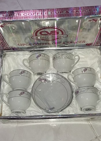 12 parça Parça Beyaz Kahve Fincanı ve Tabağı Seti - Görsel 4