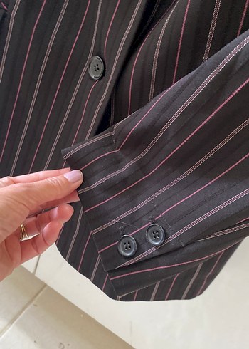 Çizgili Düğmeli Kadın Blazer Ceket - Görsel 3