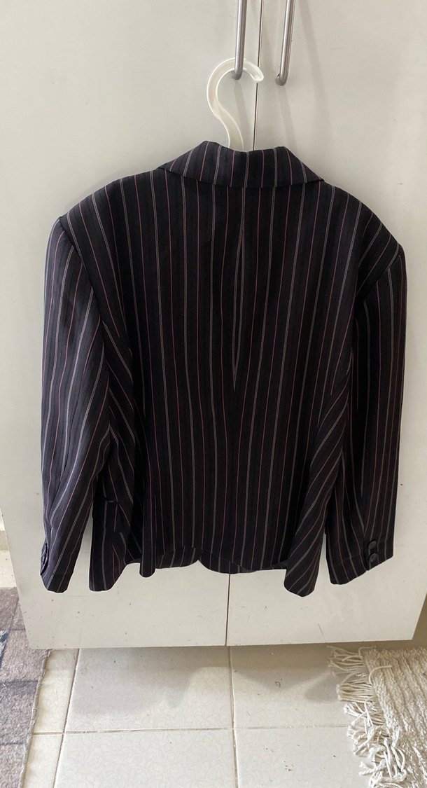 Çizgili Düğmeli Kadın Blazer Ceket - Görsel 4