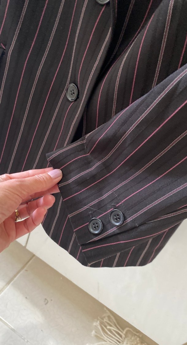 Çizgili Düğmeli Kadın Blazer Ceket - Görsel 3