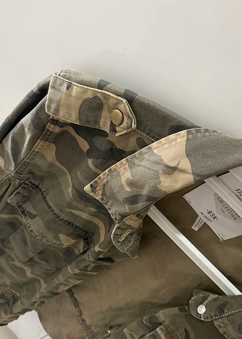 Düğmeli Kamuflaj Desenli Kadın Ceket - Görsel 5