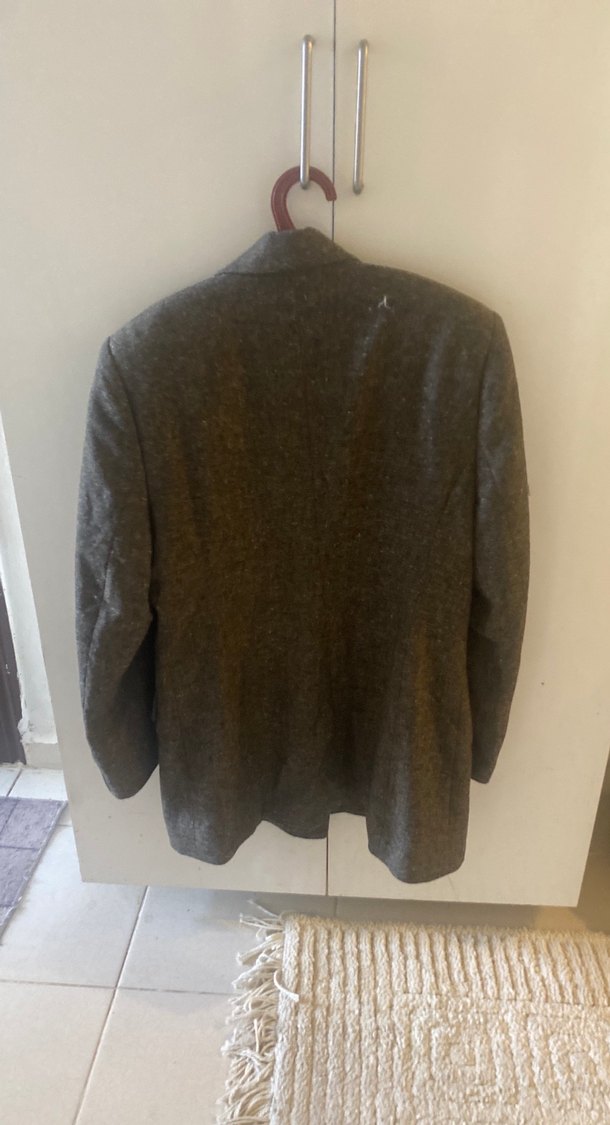 Düğmeli kahverengi Kadın Yün Ceket - Görsel 4