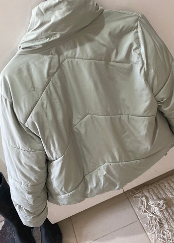 Toz yeşil Kadın normal Boy Fermuarlı mont - Görsel 4