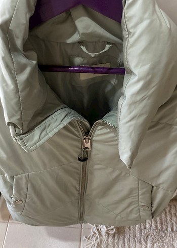 Toz yeşil Kadın normal Boy Fermuarlı mont - Görsel 5