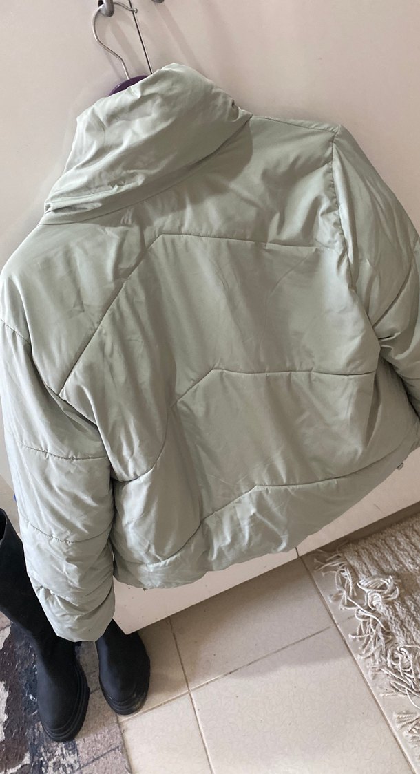 Toz yeşil Kadın normal Boy Fermuarlı mont - Görsel 4