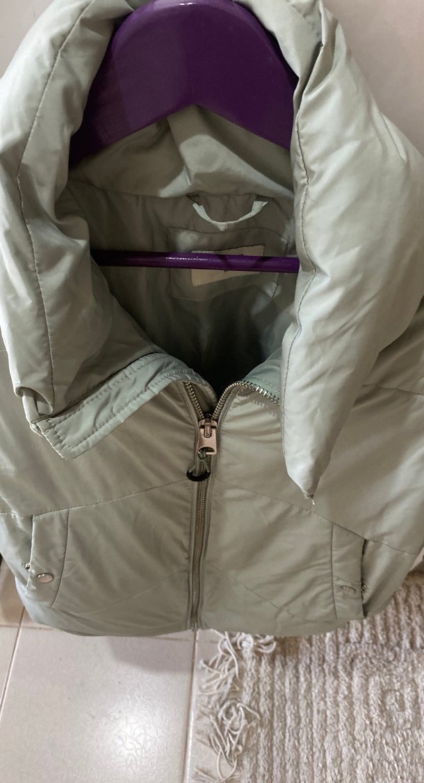 Toz yeşil Kadın normal Boy Fermuarlı mont - Görsel 5