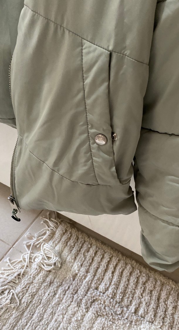 Toz yeşil Kadın normal Boy Fermuarlı mont - Görsel 3