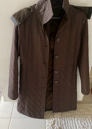 Düğmeli Kahverengi Süet Kadın Ceket - Görsel 4