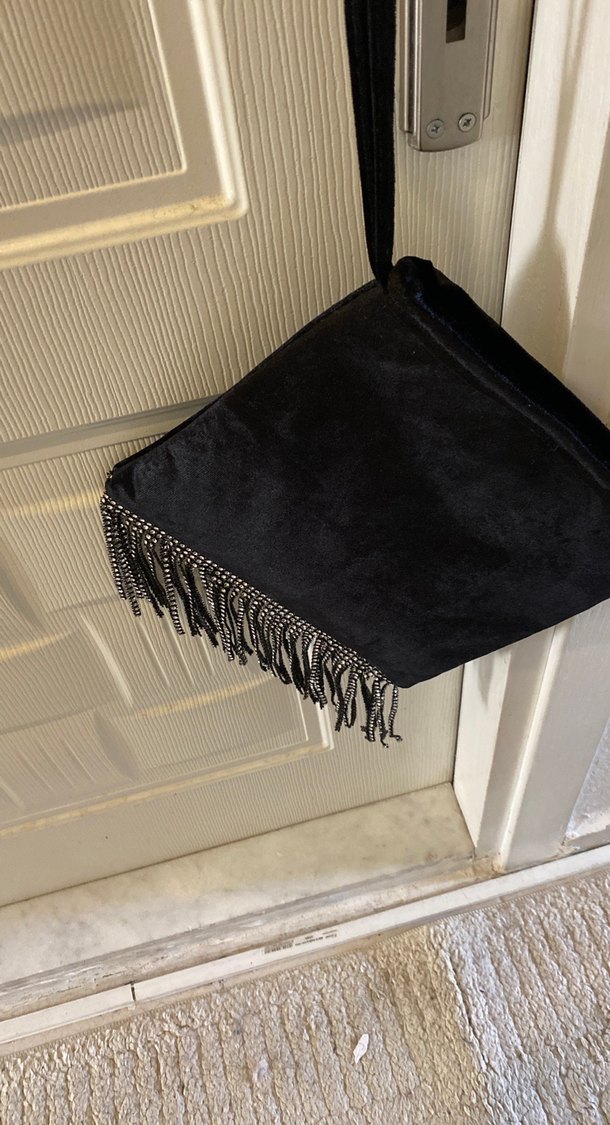 Püsküllü Siyah Süet Kadın Portföy Çanta - Görsel 2