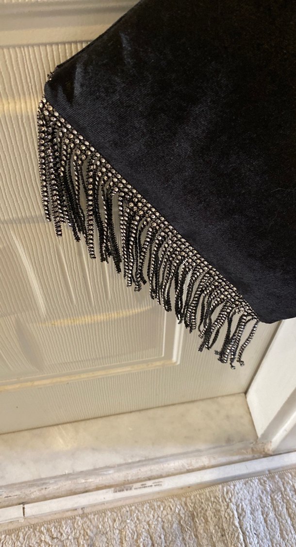 Püsküllü Siyah Süet Kadın Portföy Çanta - Görsel 3