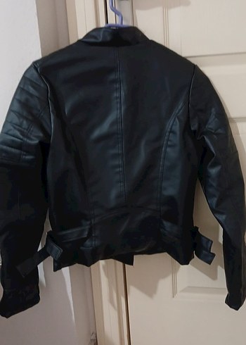 Siyah Kadın Deri Biker Ceket - Görsel 3