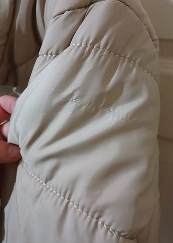 Bej Mini Kadın Mont Düğmeli Kısa - Görsel 3