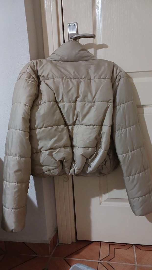 Bej Mini Kadın Mont Düğmeli Kısa - Görsel 2