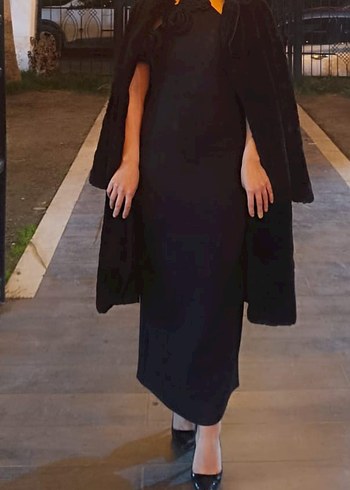 Siyah Straplez Drapeli Midi Abiye Elbise/ ŞIK ELBİSE - Görsel 3
