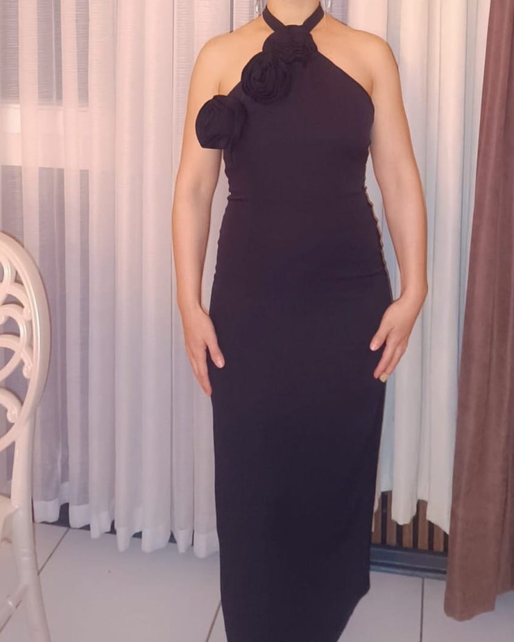Siyah Straplez Drapeli Midi Abiye Elbise/ ŞIK ELBİSE - Görsel 4