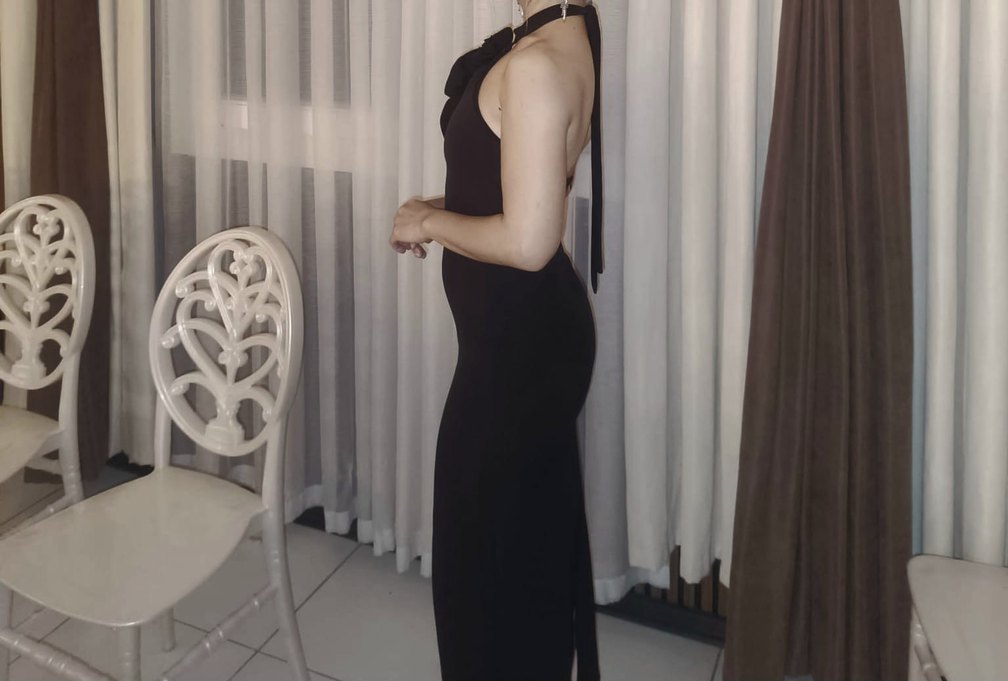 Siyah Straplez Drapeli Midi Abiye Elbise/ ŞIK ELBİSE - Görsel 2