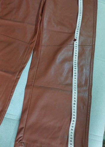 Kahverengi Deri Midi Kadın Pantolon - Görsel 4