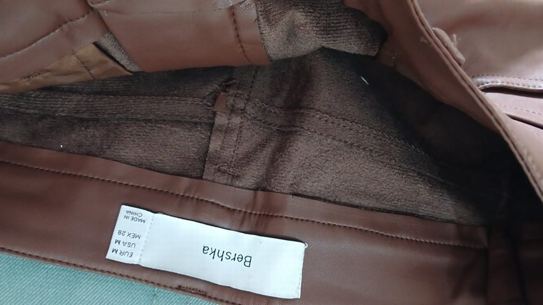 Kahverengi Deri Midi Kadın Pantolon - Görsel 3