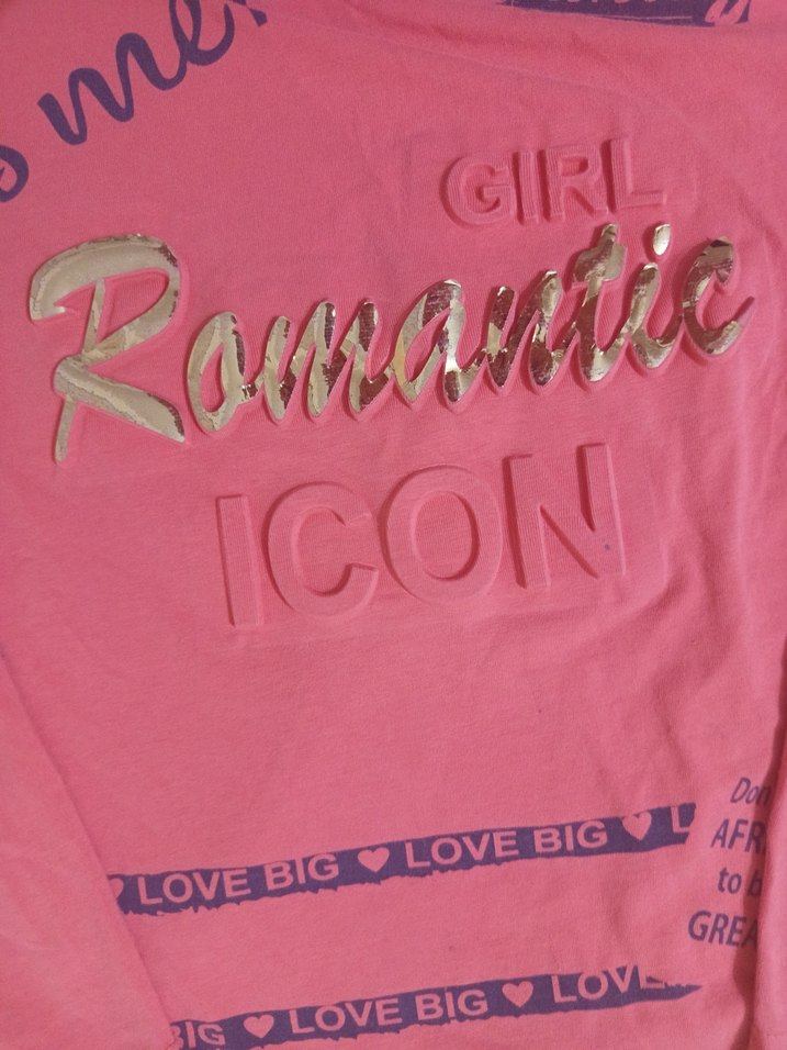 Pembe Baskılı Uzun Kollu Kız Tişörtü - Görsel 2