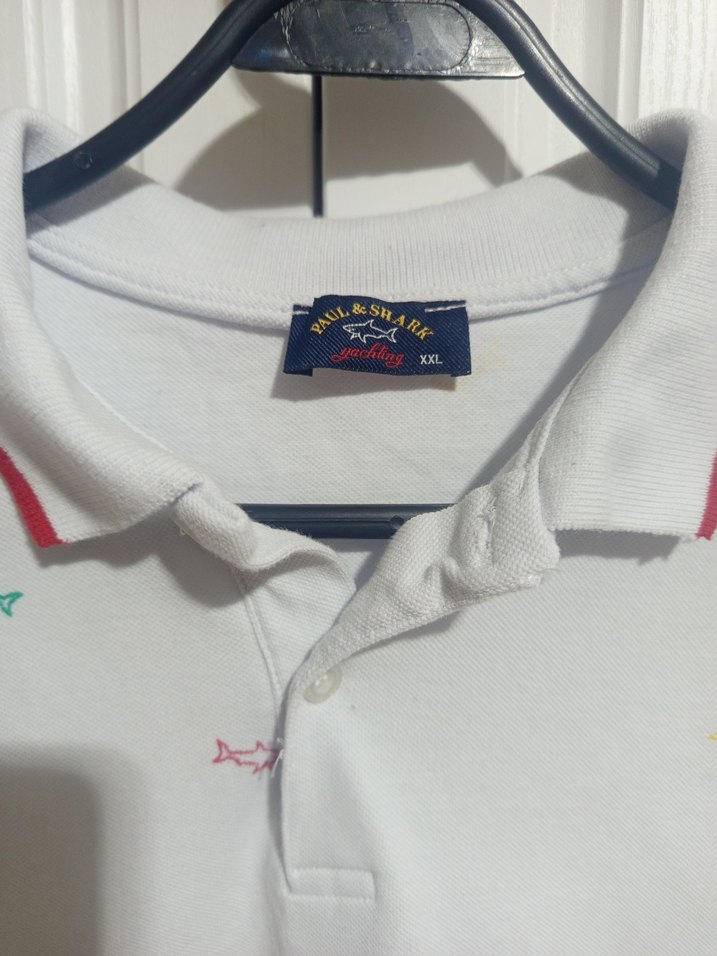 Beyaz Düğmeli Baskılı Erkek Polo Tişört - Görsel 2