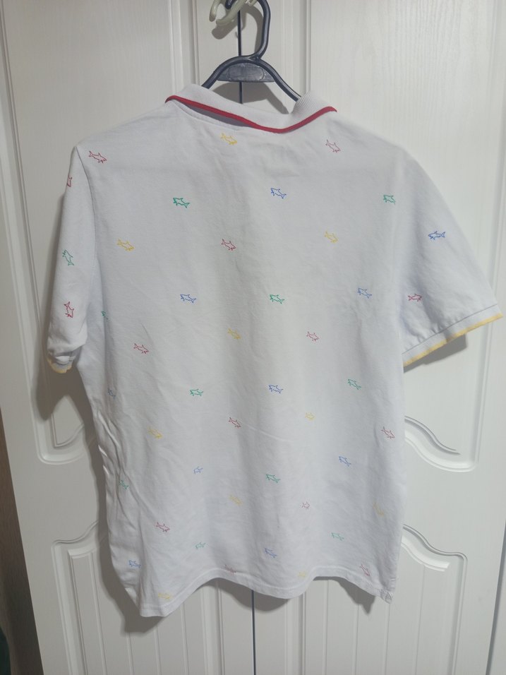 Beyaz Düğmeli Baskılı Erkek Polo Tişört - Görsel 5