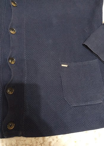 Düğmeli Lacivert Midi Hırka - Görsel 3