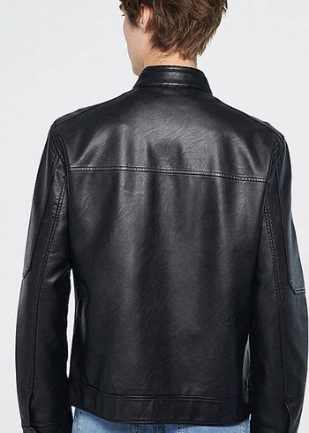 Siyah Deri Erkek Biker Ceket - Görsel 8
