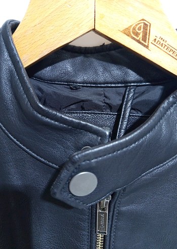 Siyah Deri Erkek Biker Ceket - Görsel 3