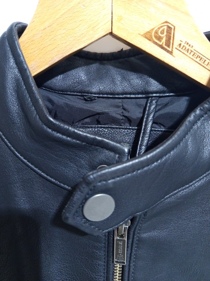 Siyah Deri Erkek Biker Ceket - Görsel 3