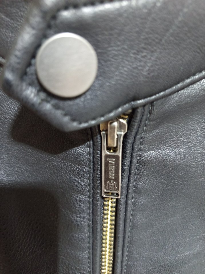 Siyah Deri Erkek Biker Ceket - Görsel 2