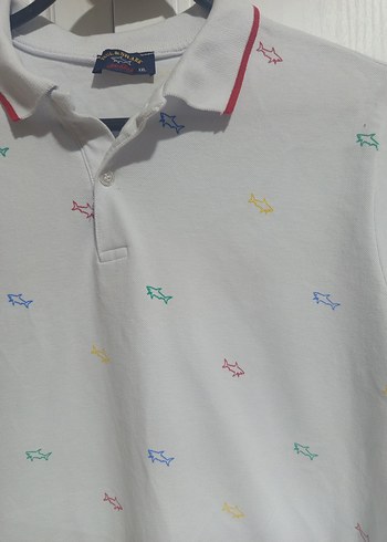 Beyaz Baskılı Pamuklu Polo Tişört - Görsel 3