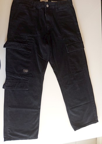 Siyah Bol Kesim kargo Erkek Kot Pantolon - Görsel 2