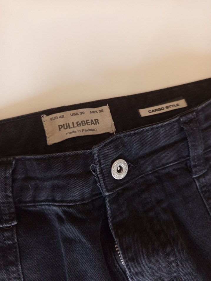 Siyah Bol Kesim kargo Erkek Kot Pantolon - Görsel 5