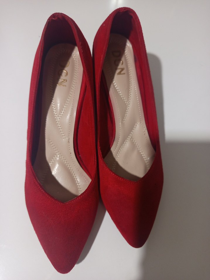 Klasik Kırmızı Süet Topuklu Kadın Stiletto - Görsel 5